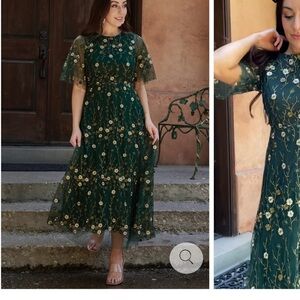 Baltic Born Green Floral Midi Dress